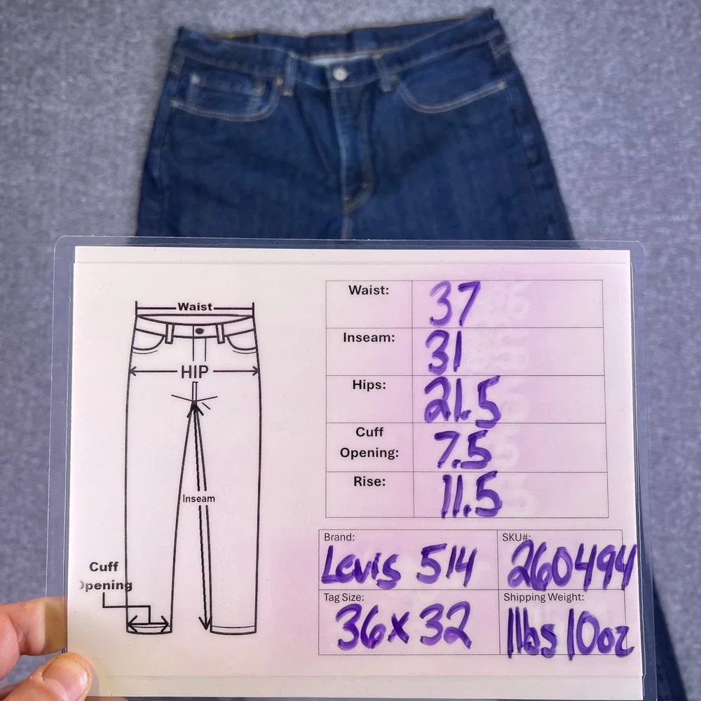 Levis 514 Jeans Mens 37x31 Dark Wash Blue Classic Casual Straight Denim Tag36x32